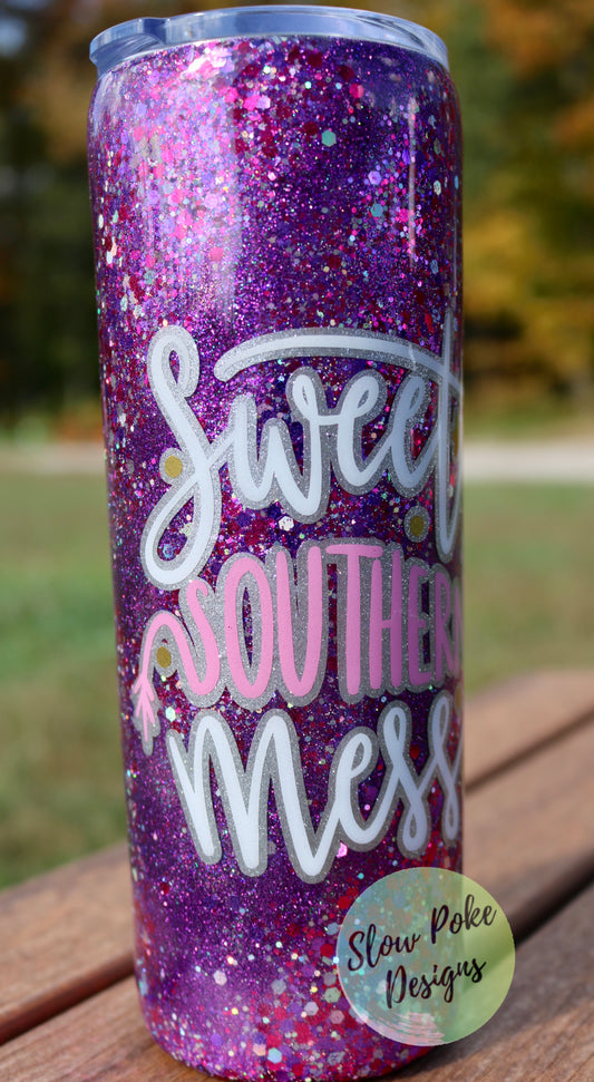 Sweet Southern Mess | Glittered Tumbler