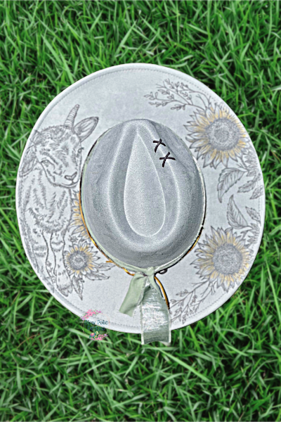 Baby Goat & Sunflowers | Wide Flat Brim