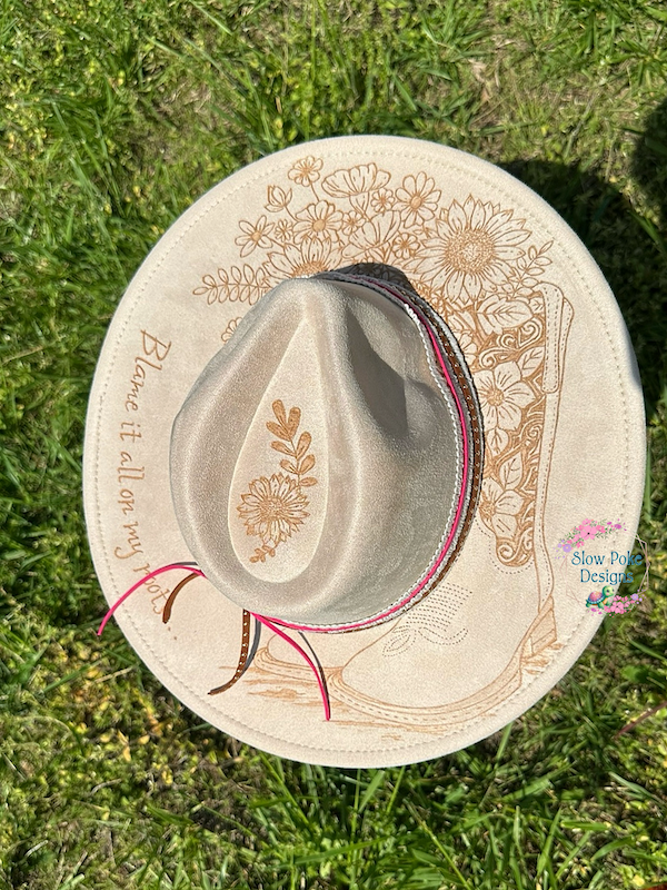 Blame It All On My Roots | Boots & Flowers | Wide Flat Brim