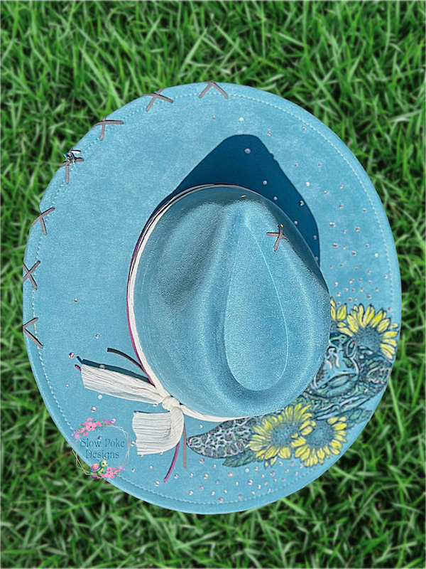 Sea Turtle & Sunflowers | Wide Flat Brim