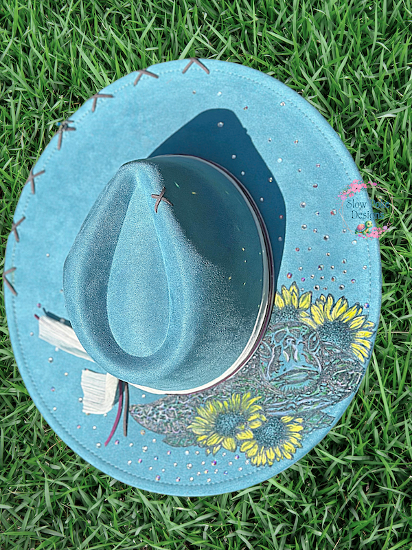 Sea Turtle & Sunflowers | Wide Flat Brim