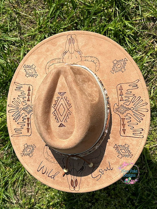 Western Cow Skulls And Eagles | Wide Flat Brim