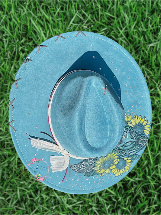 Sea Turtle & Sunflowers | Wide Flat Brim